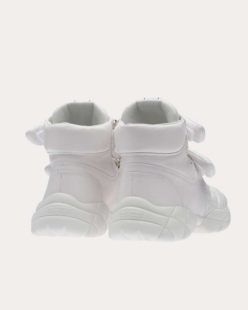 Miu Miu Nappa Leather White High Top Sneakers - 4