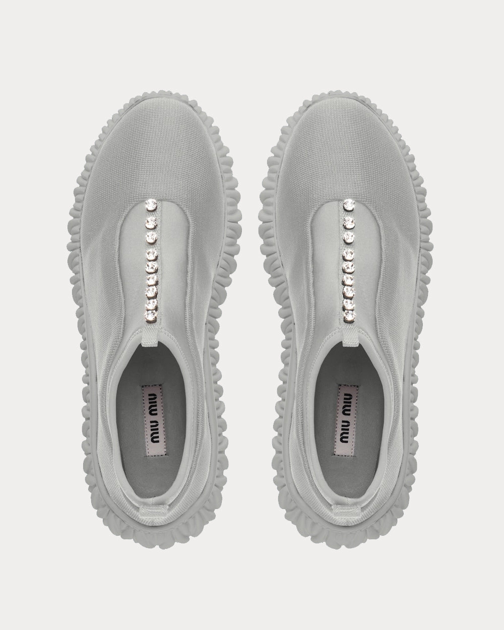 Miu Miu Stretch Knit Grey Slip On Sneakers - 3