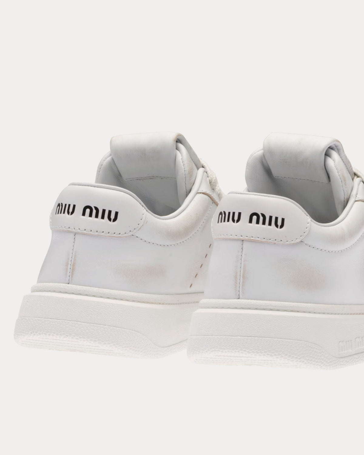 Miu Miu Bleached Leather White Low Top Sneakers - Sneak in Peace