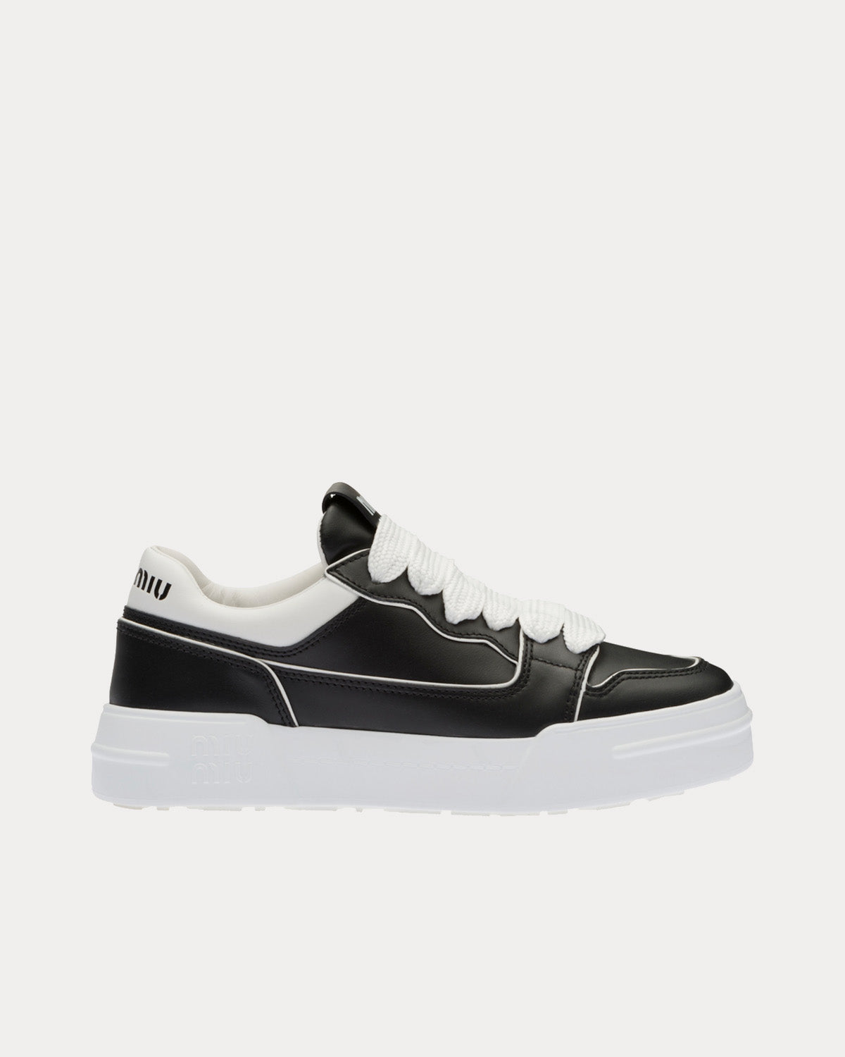 Miu Miu Leather Black / White Low Top Sneakers - 1