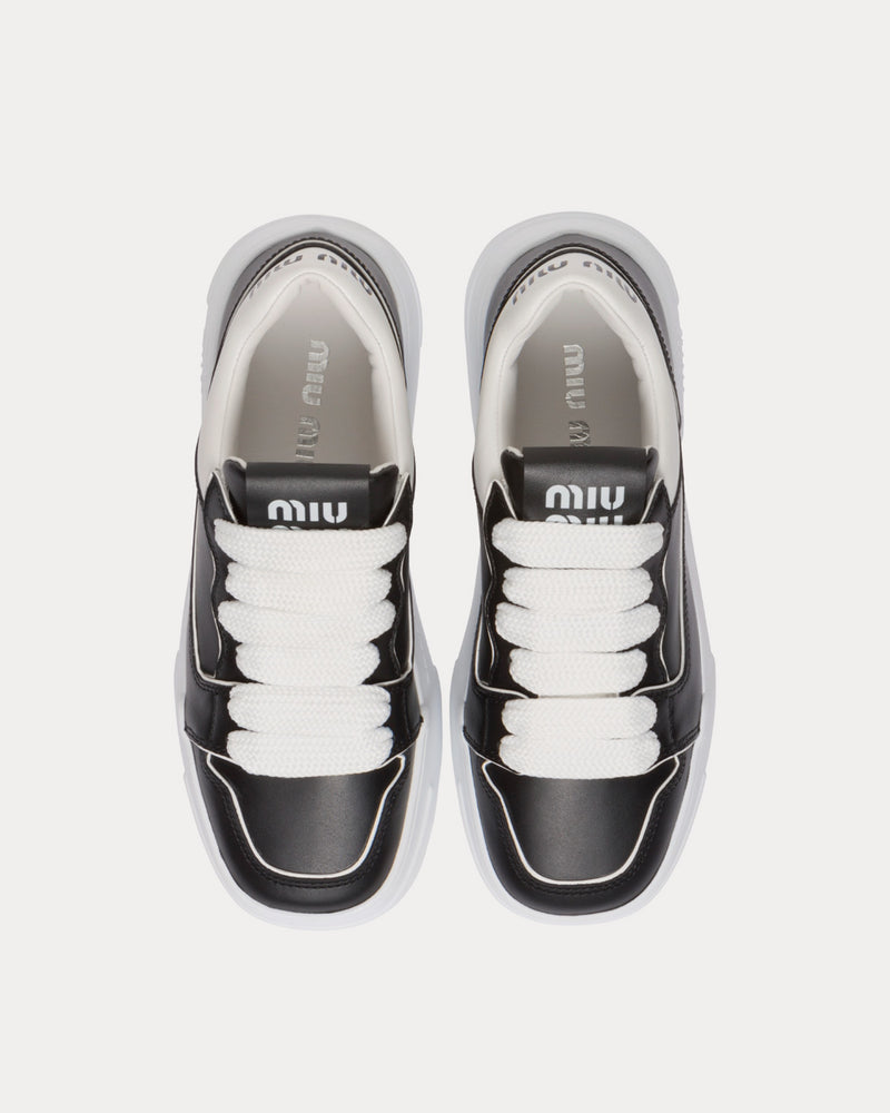 Miu Miu Leather Black / White Low Top Sneakers - 2