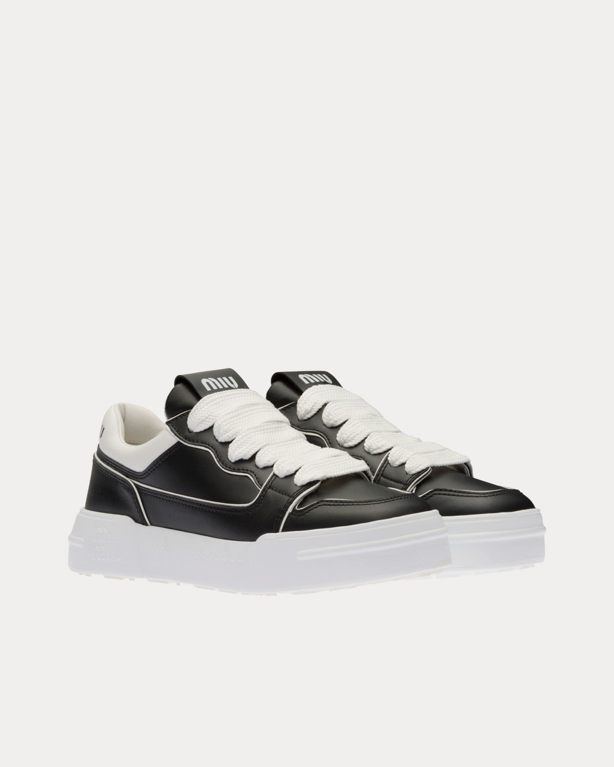 Miu Miu Leather Black / White Low Top Sneakers - 3