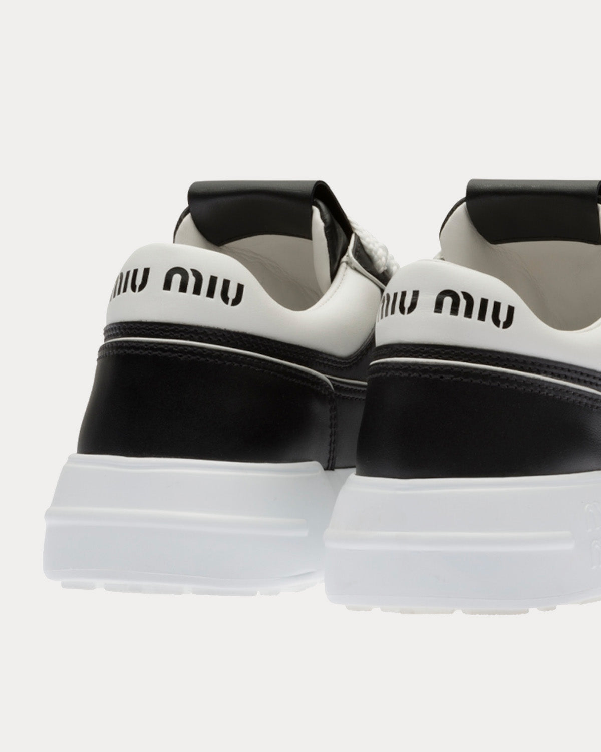 Miu Miu Leather Black / White Low Top Sneakers - 4