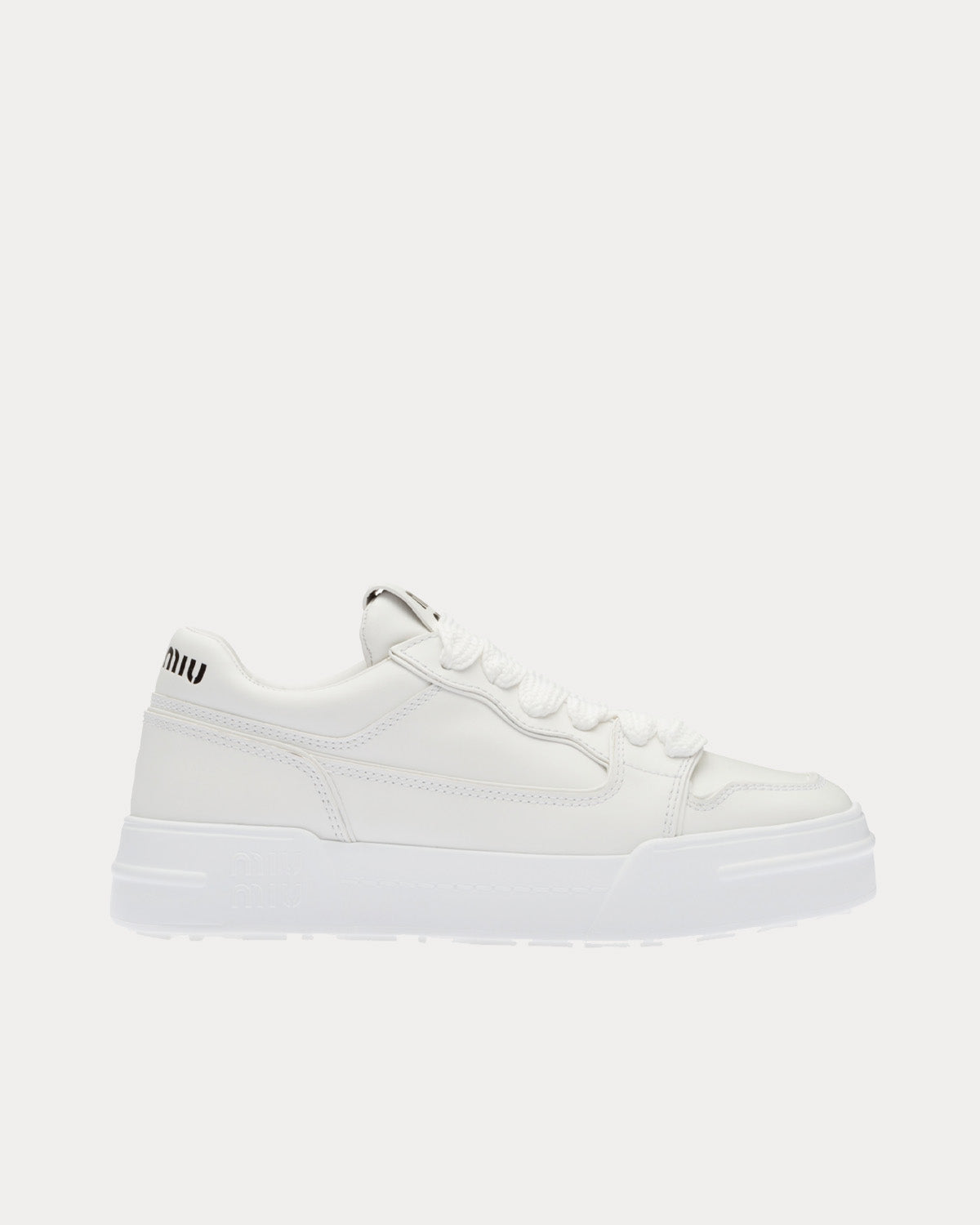 Miu Miu Leather White Low Top Sneakers - 1