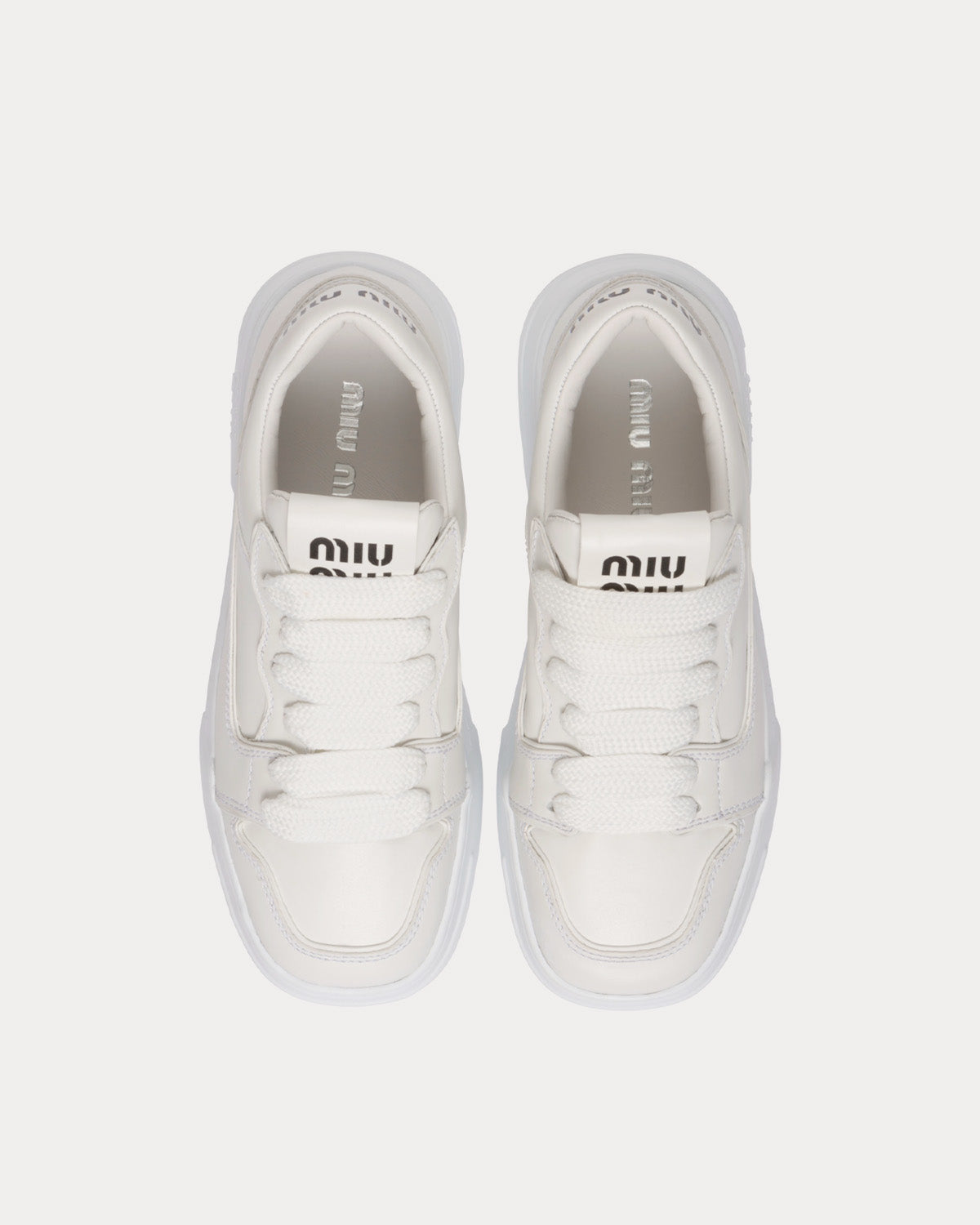 Miu Miu Leather White Low Top Sneakers - 2