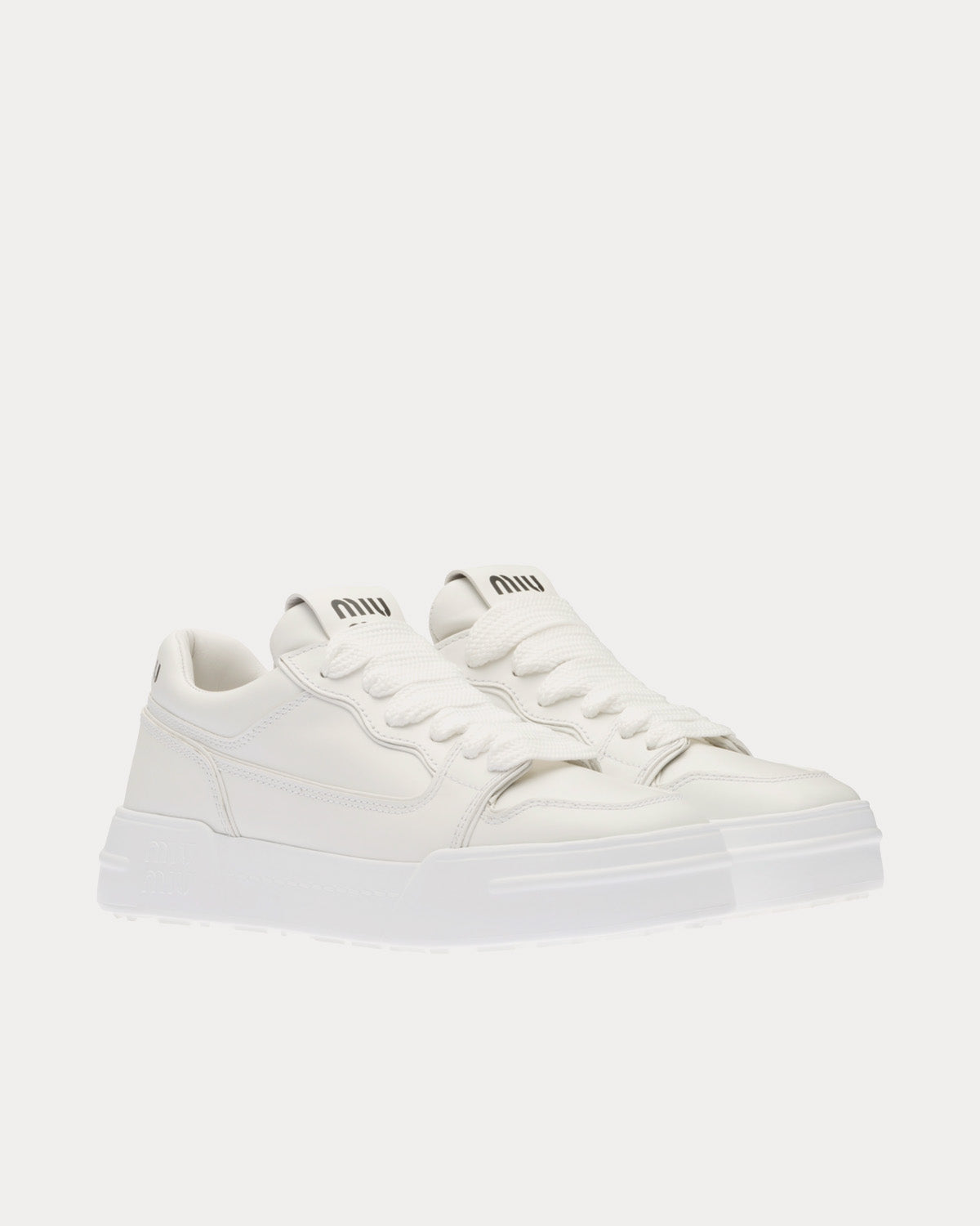 Miu Miu Leather White Low Top Sneakers - 3