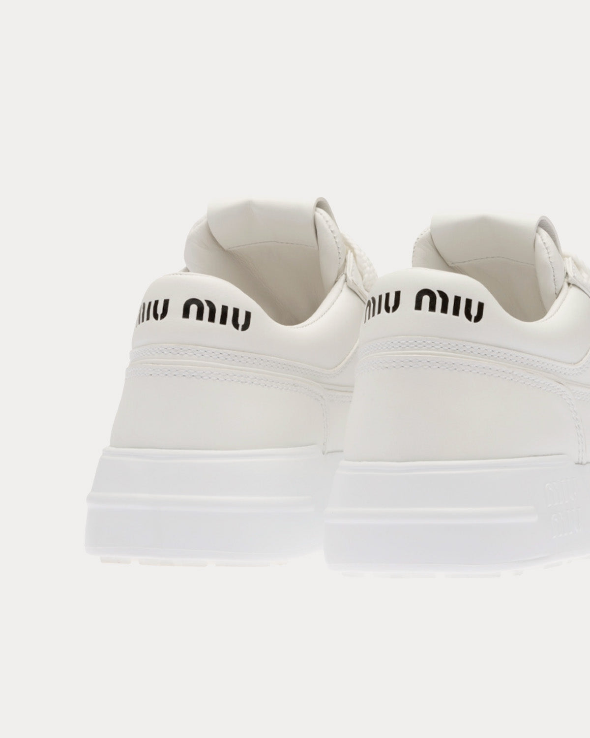 Miu Miu Leather White Low Top Sneakers - 4