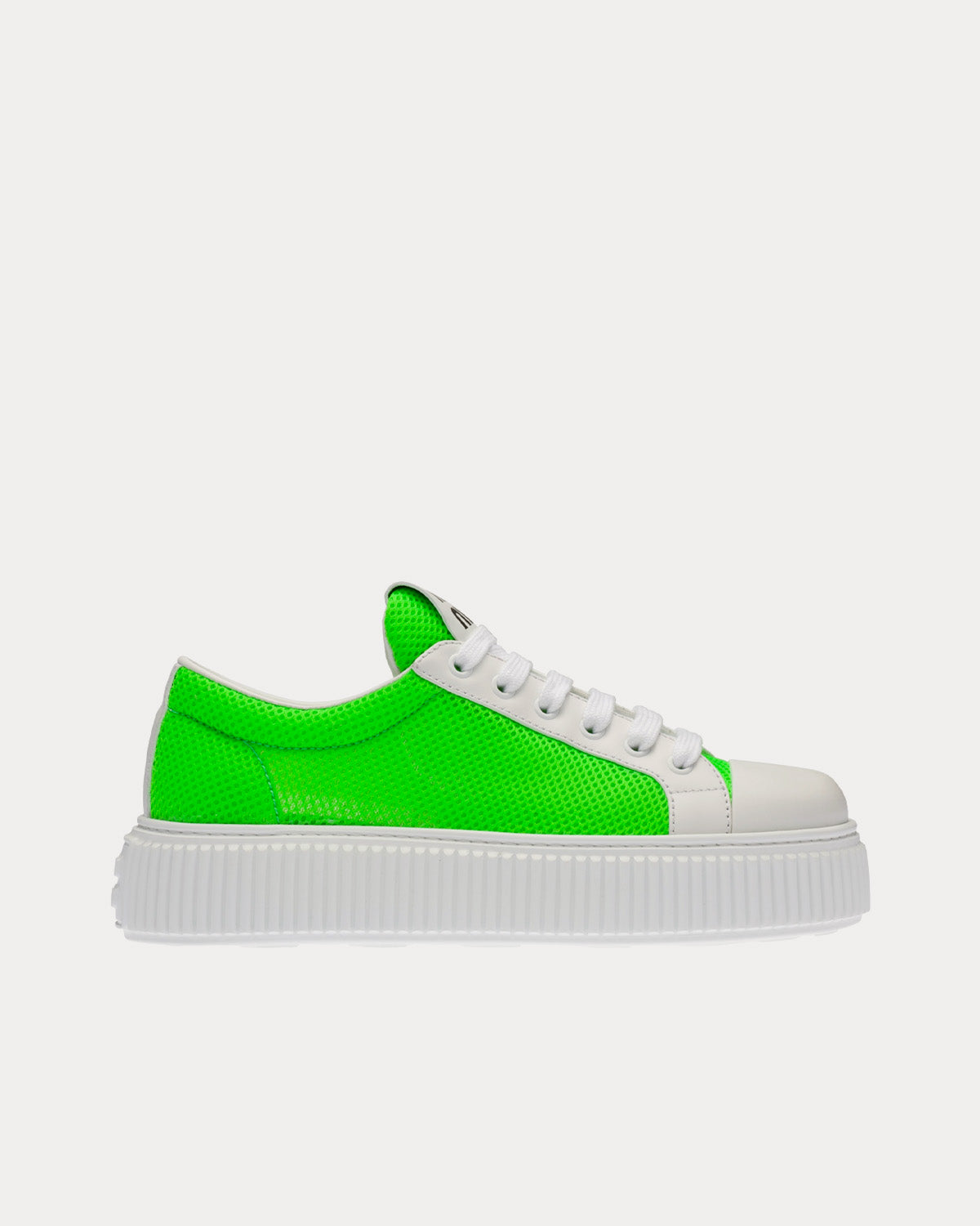 Miu Miu Mesh Fabric Neon Green / White Low Top Sneakers - 1