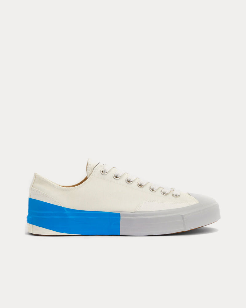 MSGM Tape Appliqued Vulcanized Canvas White / Blue Low Top Sneakers - 1