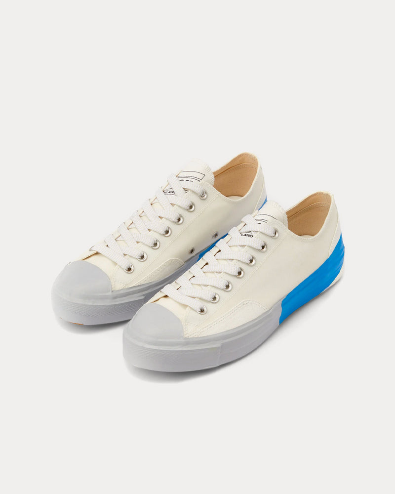 MSGM Tape Appliqued Vulcanized Canvas White / Blue Low Top Sneakers - 2