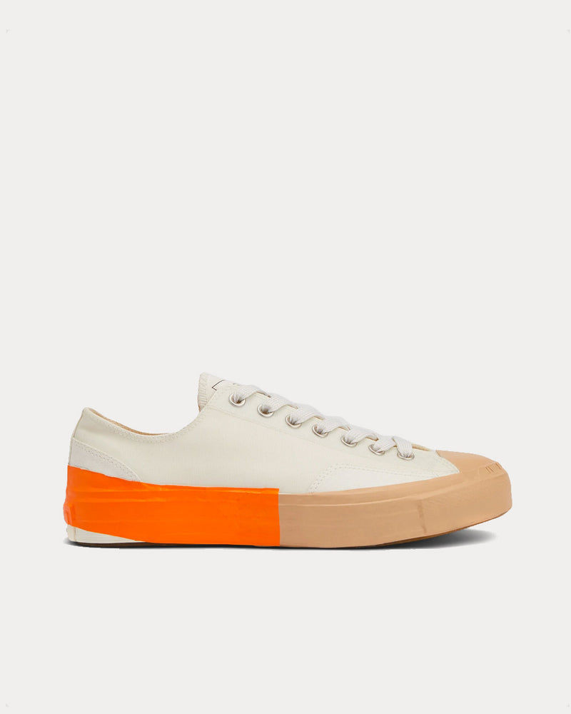 MSGM Tape Appliqued Vulcanized Canvas White / Orange Low Top Sneakers - 1