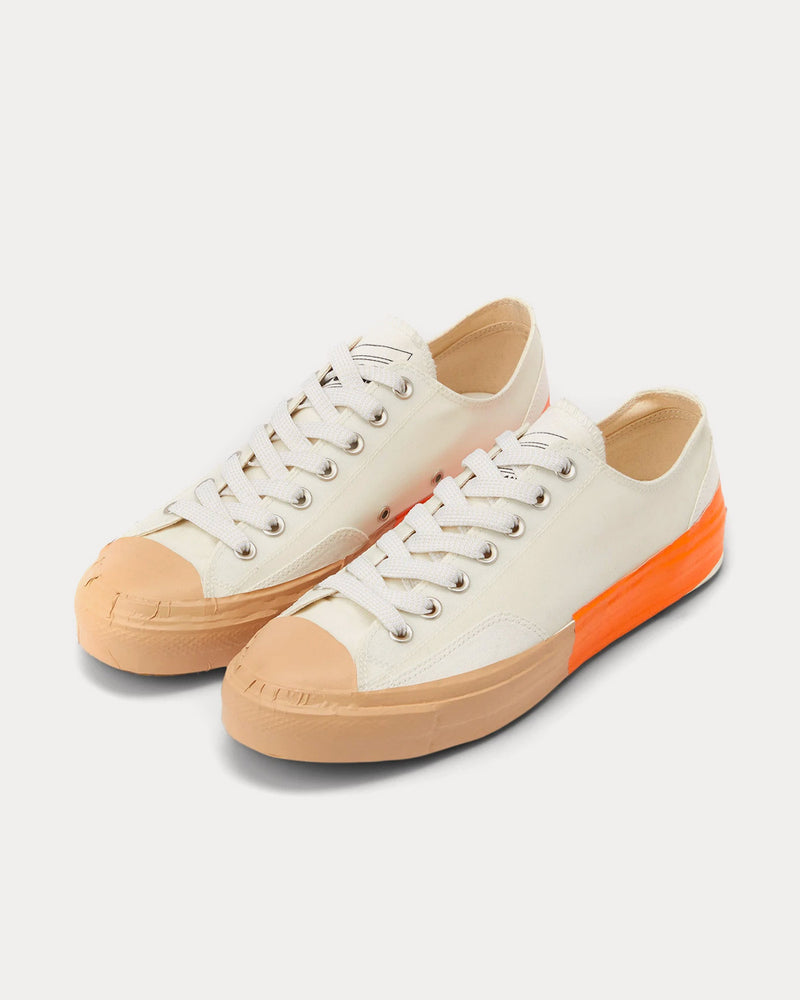 MSGM Tape Appliqued Vulcanized Canvas White / Orange Low Top Sneakers - 2