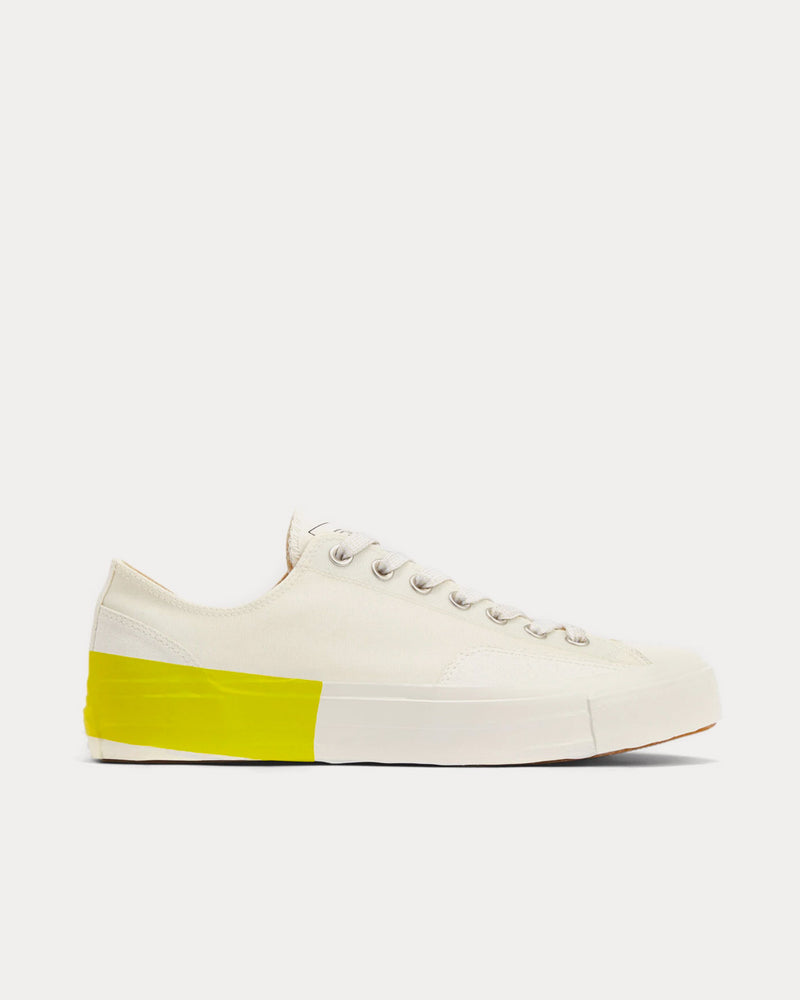 MSGM Tape Appliqued Vulcanized Canvas White / Yellow Low Top Sneakers - 1