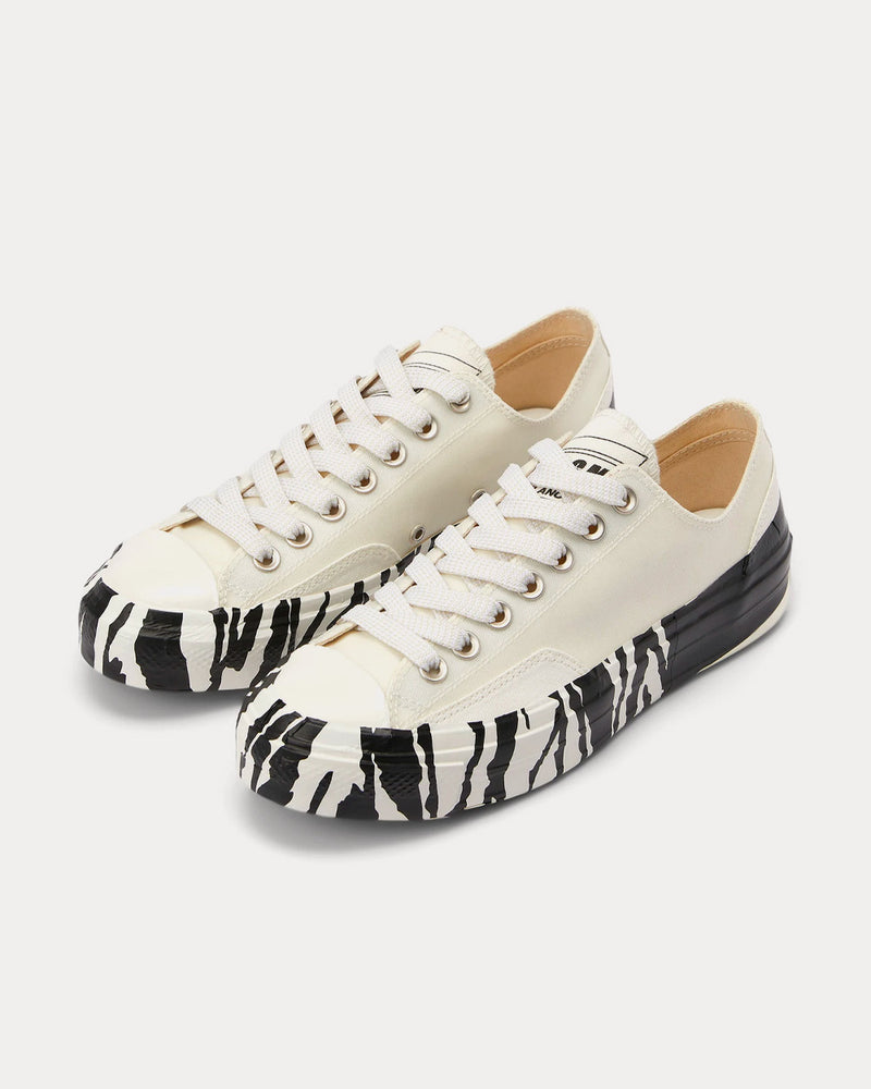 MSGM Tape Appliqued Vulcanized Canvas White / Dark Grey Low Top Sneakers - 2