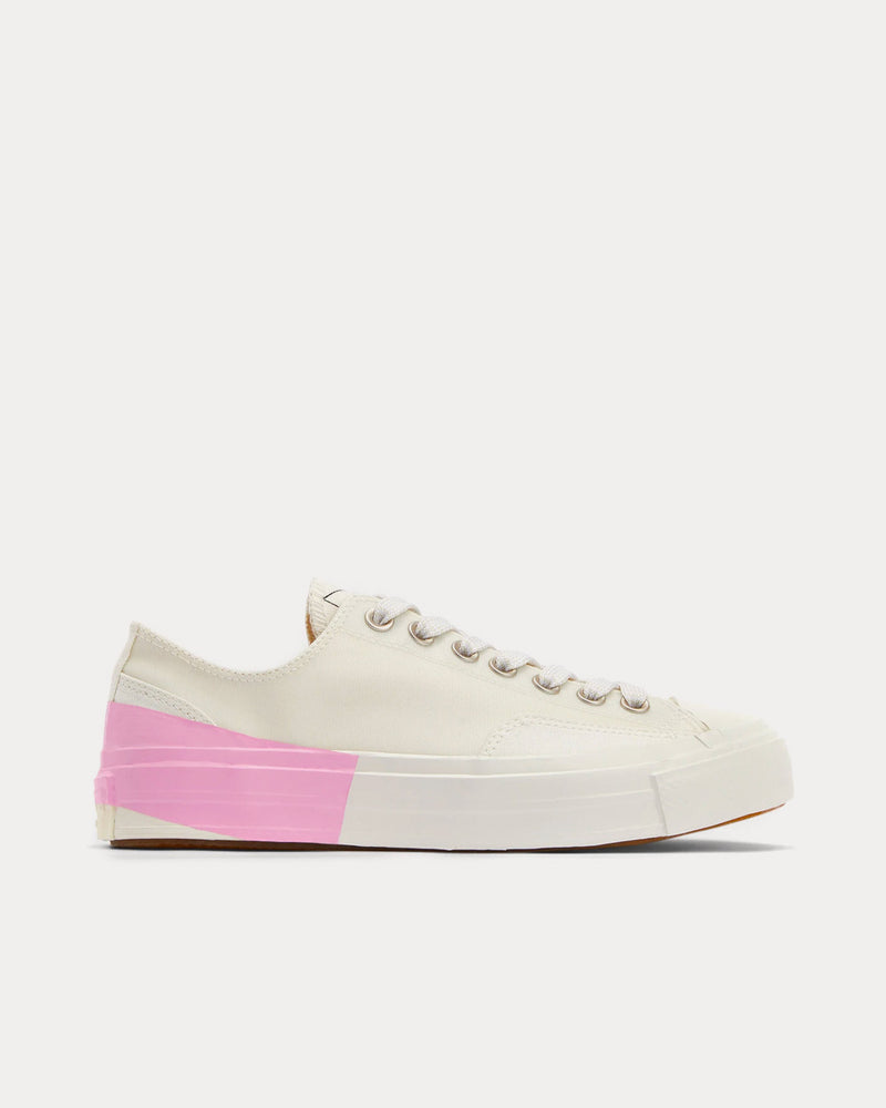 MSGM Tape Appliqued Vulcanized Canvas White / Pink Low Top Sneakers - 1