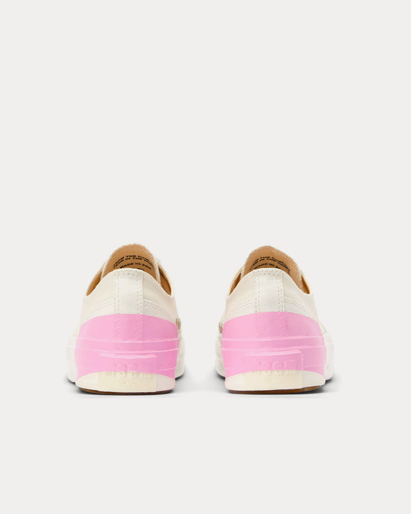 MSGM Tape Appliqued Vulcanized Canvas White / Pink Low Top Sneakers - 3