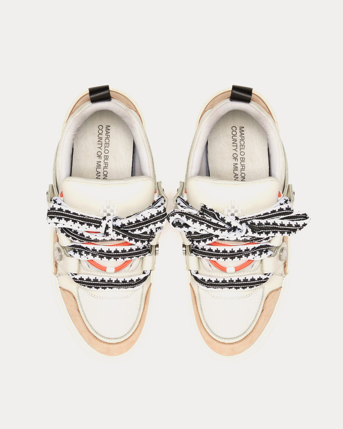 Marcelo Burlon Ticinella White / Orange Low Top Sneakers - 2