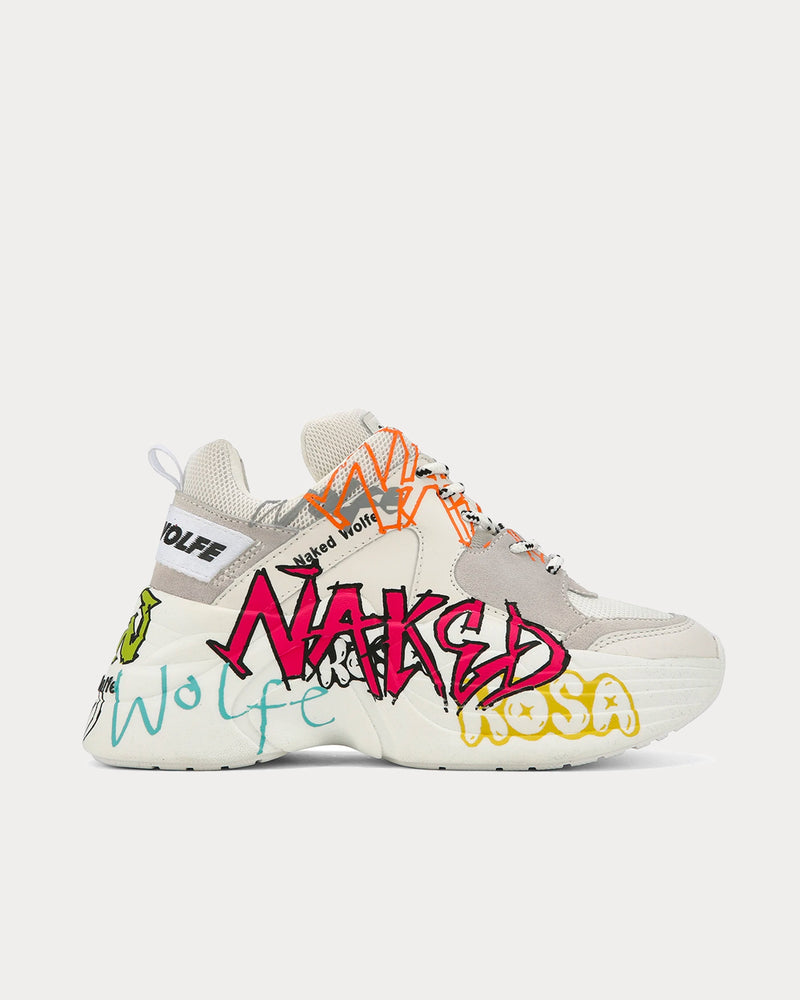 Naked Wolfe Track Graffiti White Low Top Sneakers - 1