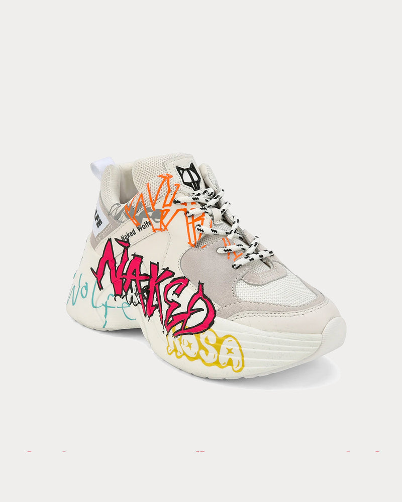 Naked Wolfe Track Graffiti White Low Top Sneakers - 2