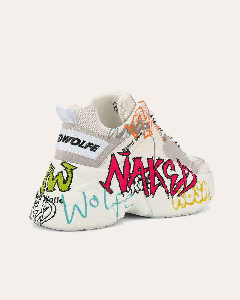 Naked Wolfe Track Graffiti White Low Top Sneakers - 3