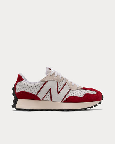 New Balance 327 White & Scarlet Low Top Sneakers