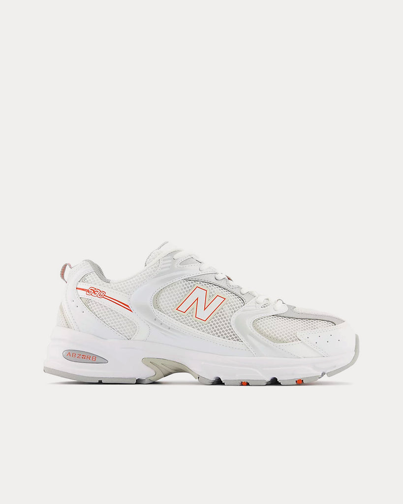 New Balance 530 White Silver Metallic Team Orange Low Top