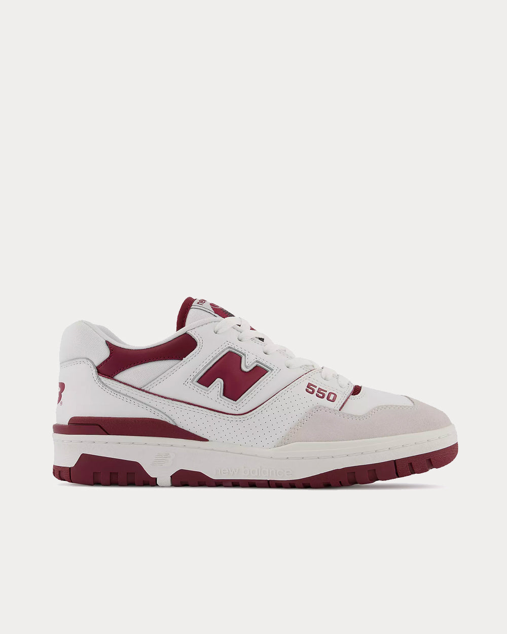 New Balance 550 Sea Salt with Burgundy Low Top Sneakers - 1