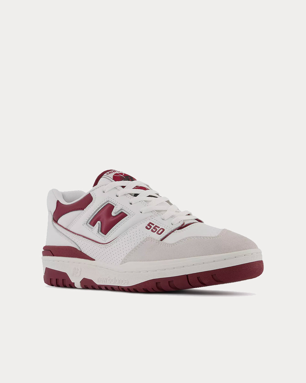 New Balance 550 Sea Salt with Burgundy Low Top Sneakers - 2