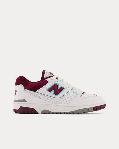 New Balance 550 White / Burgundy Low Top Sneakers