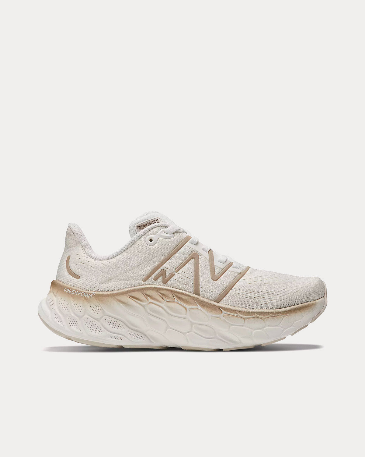 New Balance Fresh Foam X More v4 White with Gold metallic and Moonbeam Running Shoes - 1