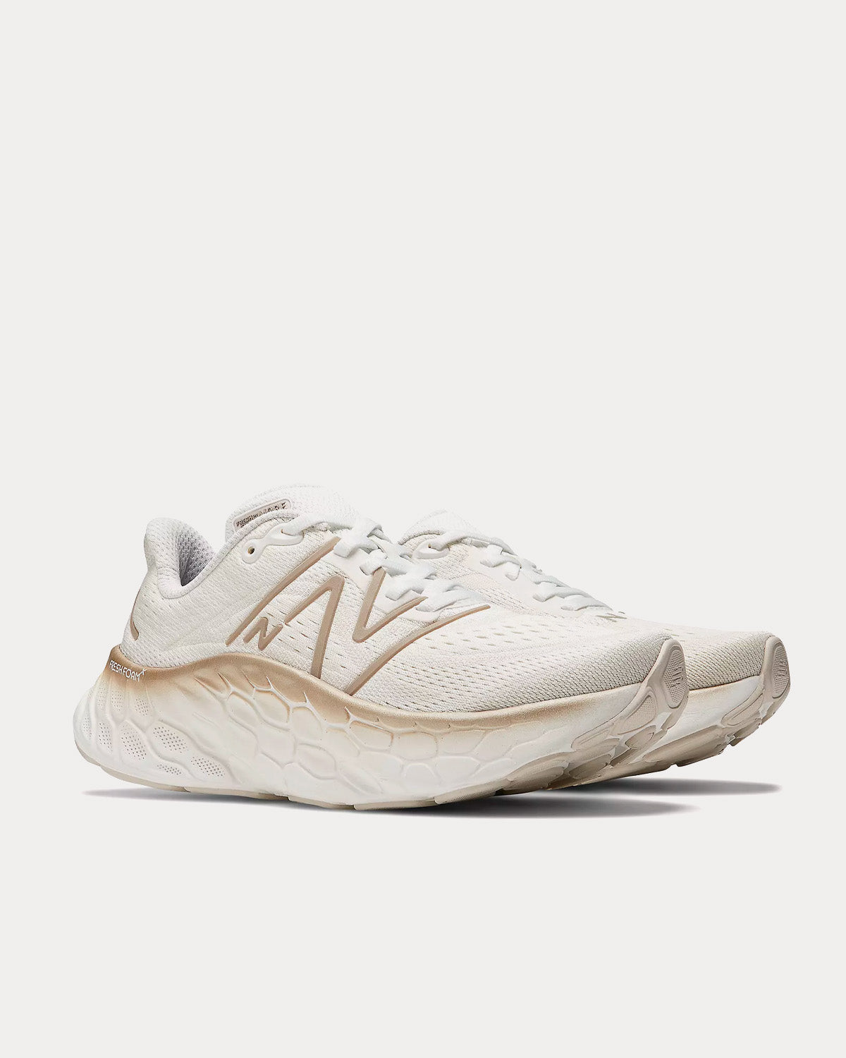 New Balance Fresh Foam X More v4 White with Gold metallic and Moonbeam Running Shoes - 3