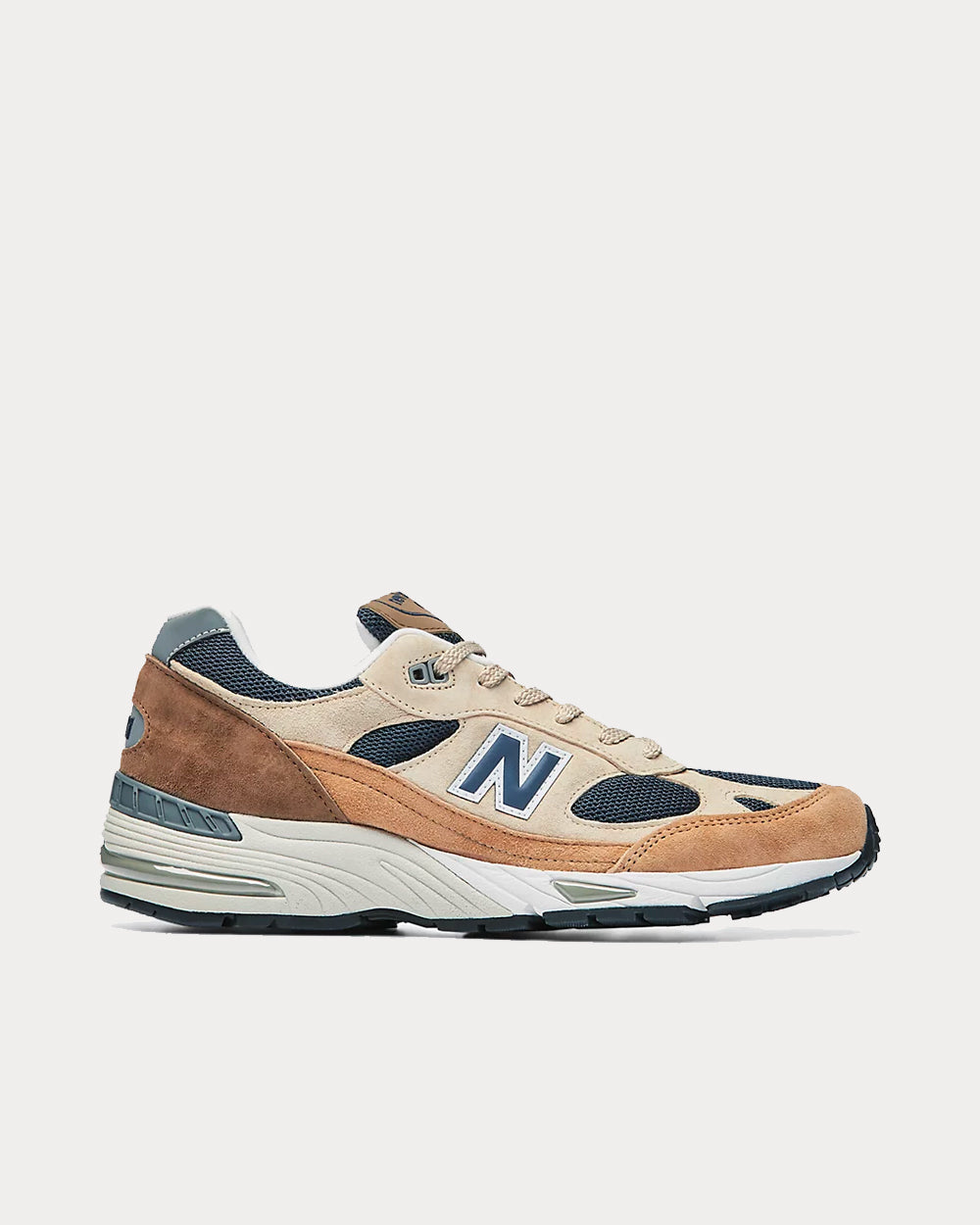 New Balance MADE UK 991 Sand with Navy Low Top Sneakers - 1