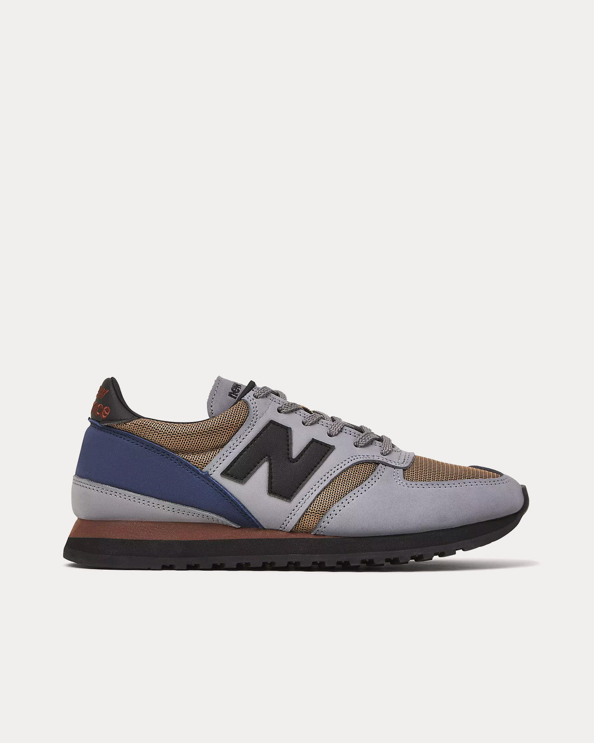 New Balance MADE in UK 730 Grey with Navy & Sepia Low Top Sneakers - 1