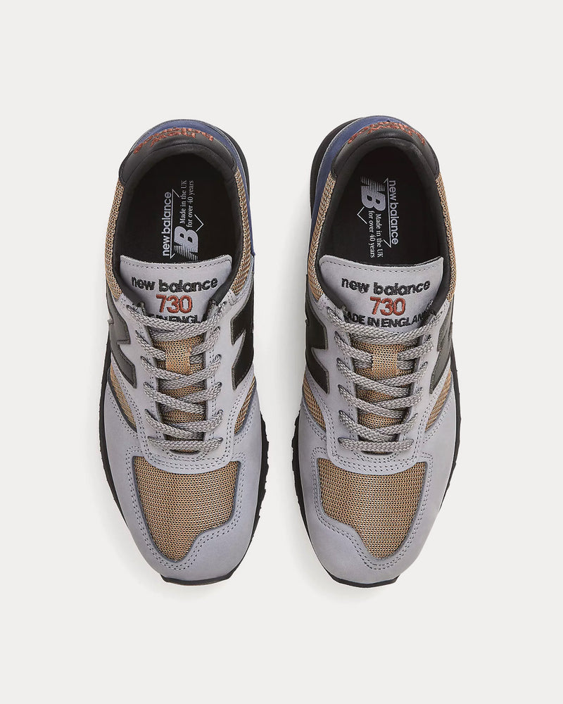 New Balance MADE in UK 730 Grey with Navy & Sepia Low Top Sneakers - 2