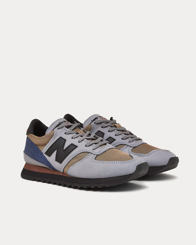 New Balance MADE in UK 730 Grey with Navy & Sepia Low Top Sneakers - 3