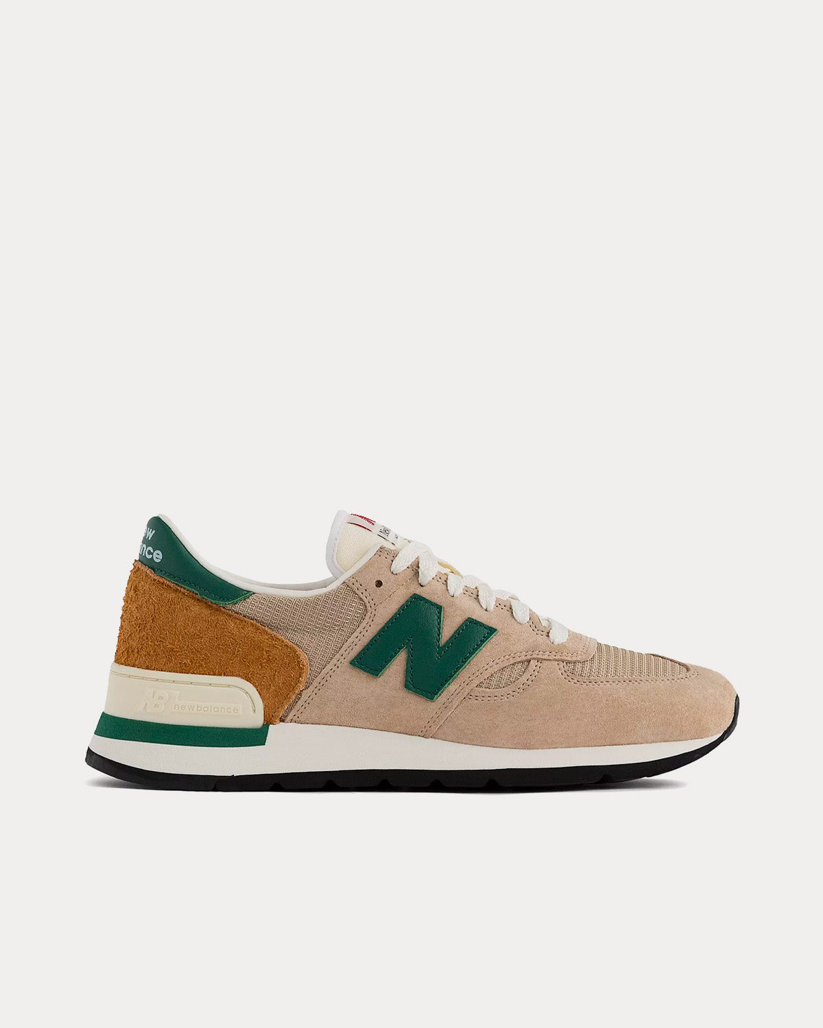 New Balance MADE in USA 990 Tan with Green Low Top Sneakers - 1