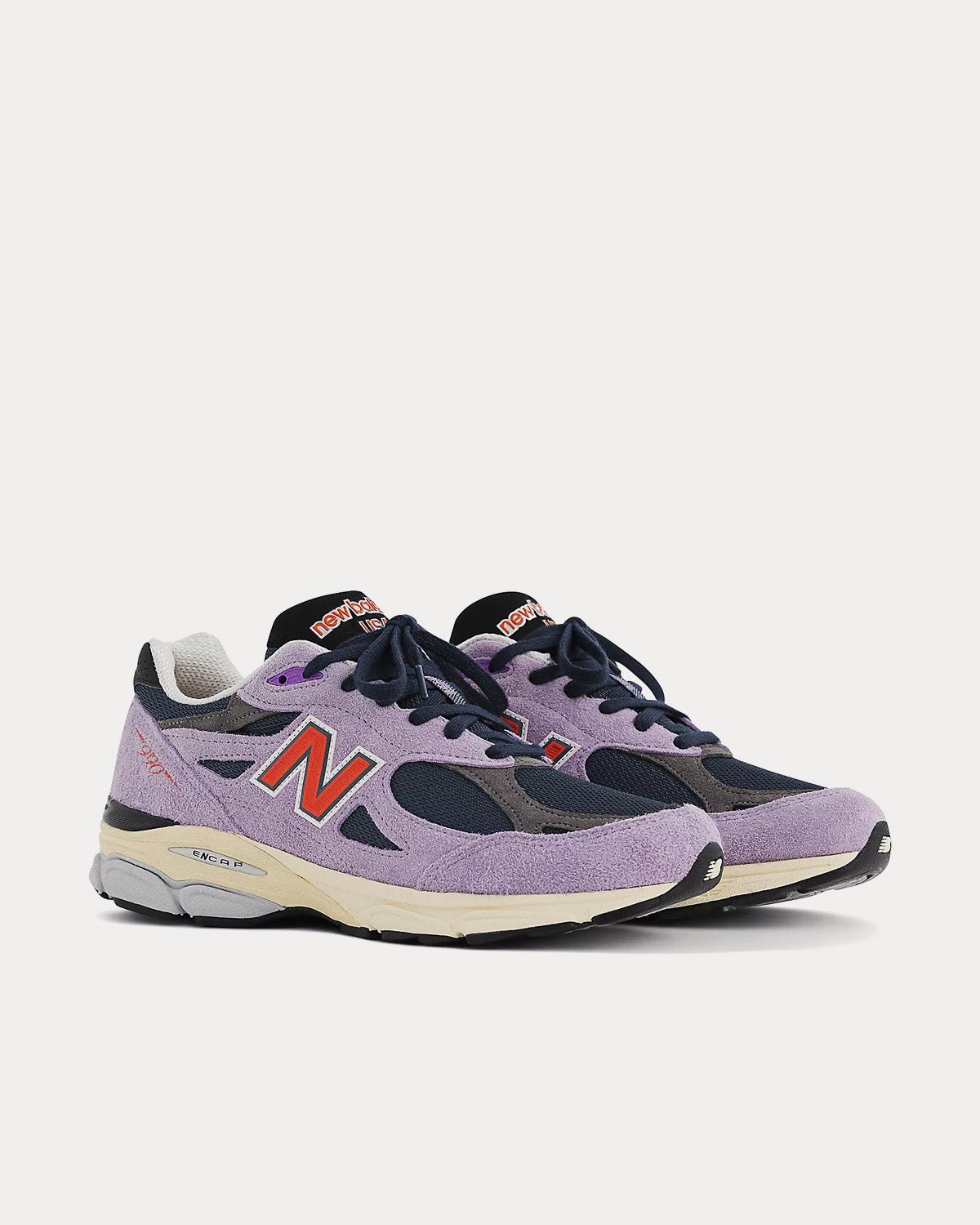 New Balance MADE in USA 990v3 Raw Amethyst with NB Navy Low Top Sneakers - 3