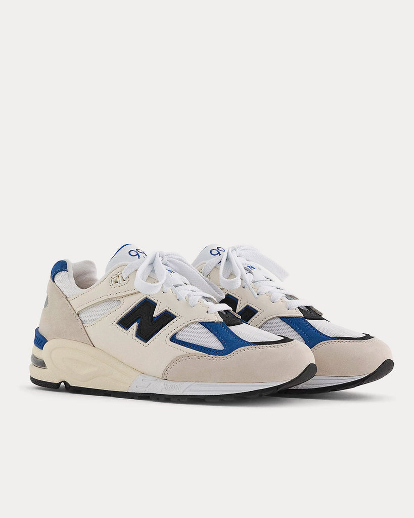 New Balance Made in USA 990v2 White / Blue Low Top Sneakers