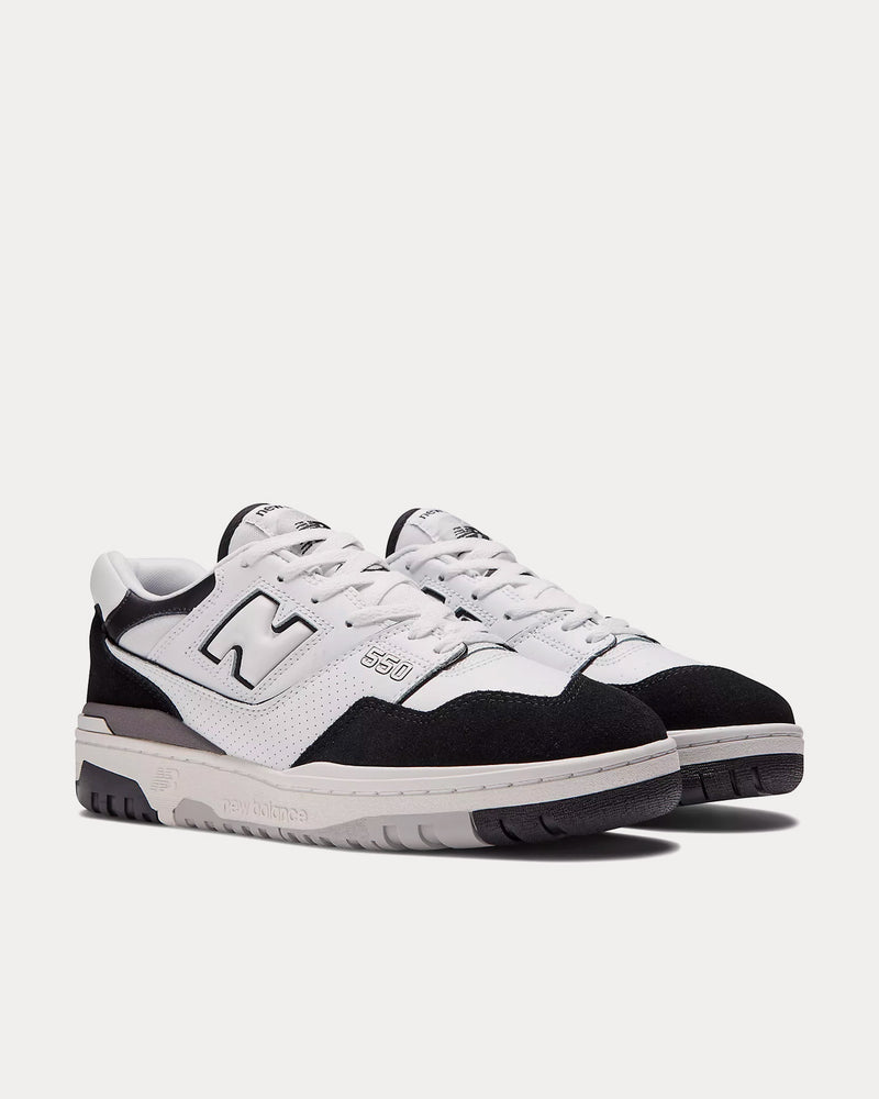 New Balance 550 White with Black & Rain Cloud Low Top Sneakers - 3