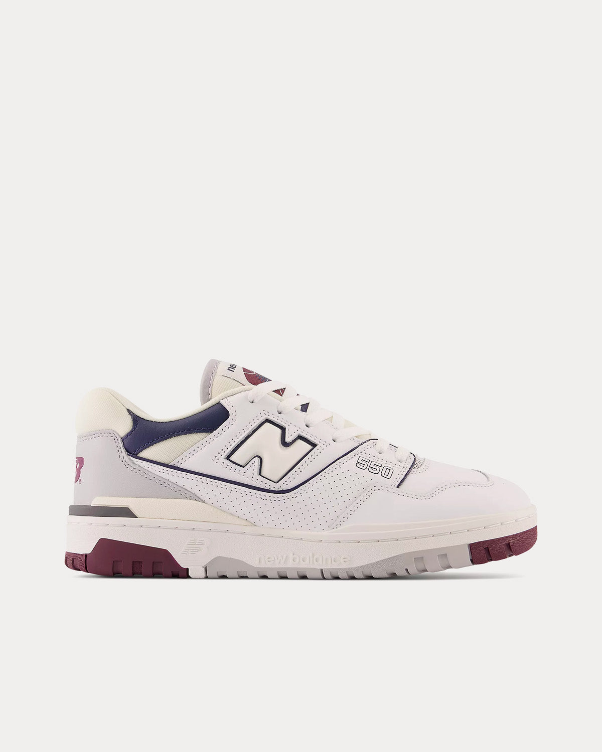 New Balance 550 White with Natural Indigo & Burgundy Low Top Sneakers - 1