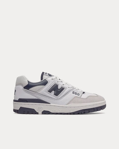 New Balance 550 White with Team Navy Low Top Sneakers