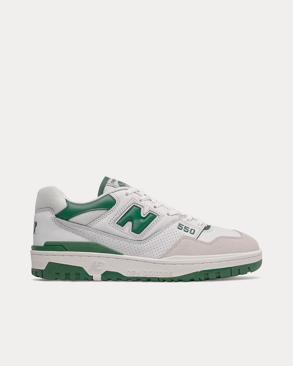 New Balance 550 White with Team Forest Green Low Top Sneakers - 1