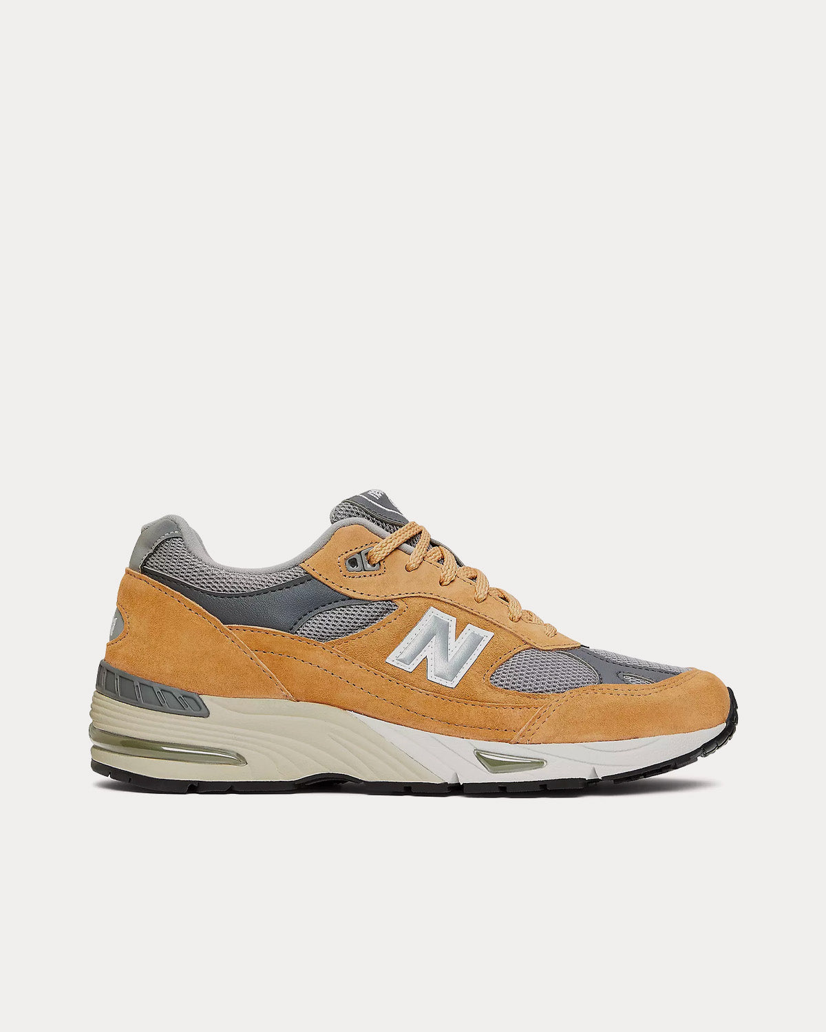 New Balance Made in UK 991 Tan with Grey and Gark Grey Low Top Sneakers - 1