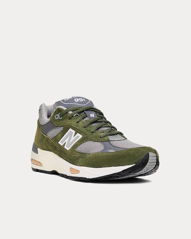 New Balance Made in UK 991 Green with Grey and Tan Low Top Sneakers - 2