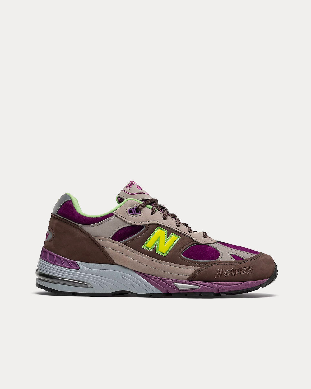 New Balance x Stray Rats Made in UK 991 Grey / Purple / Green Low Top Sneakers - 1