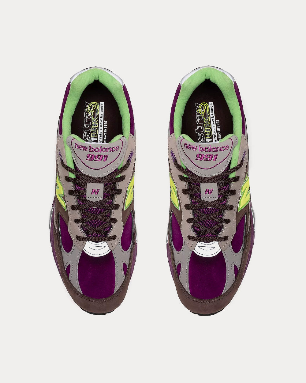 New Balance x Stray Rats Made in UK 991 Grey / Purple / Green Low Top Sneakers - 2