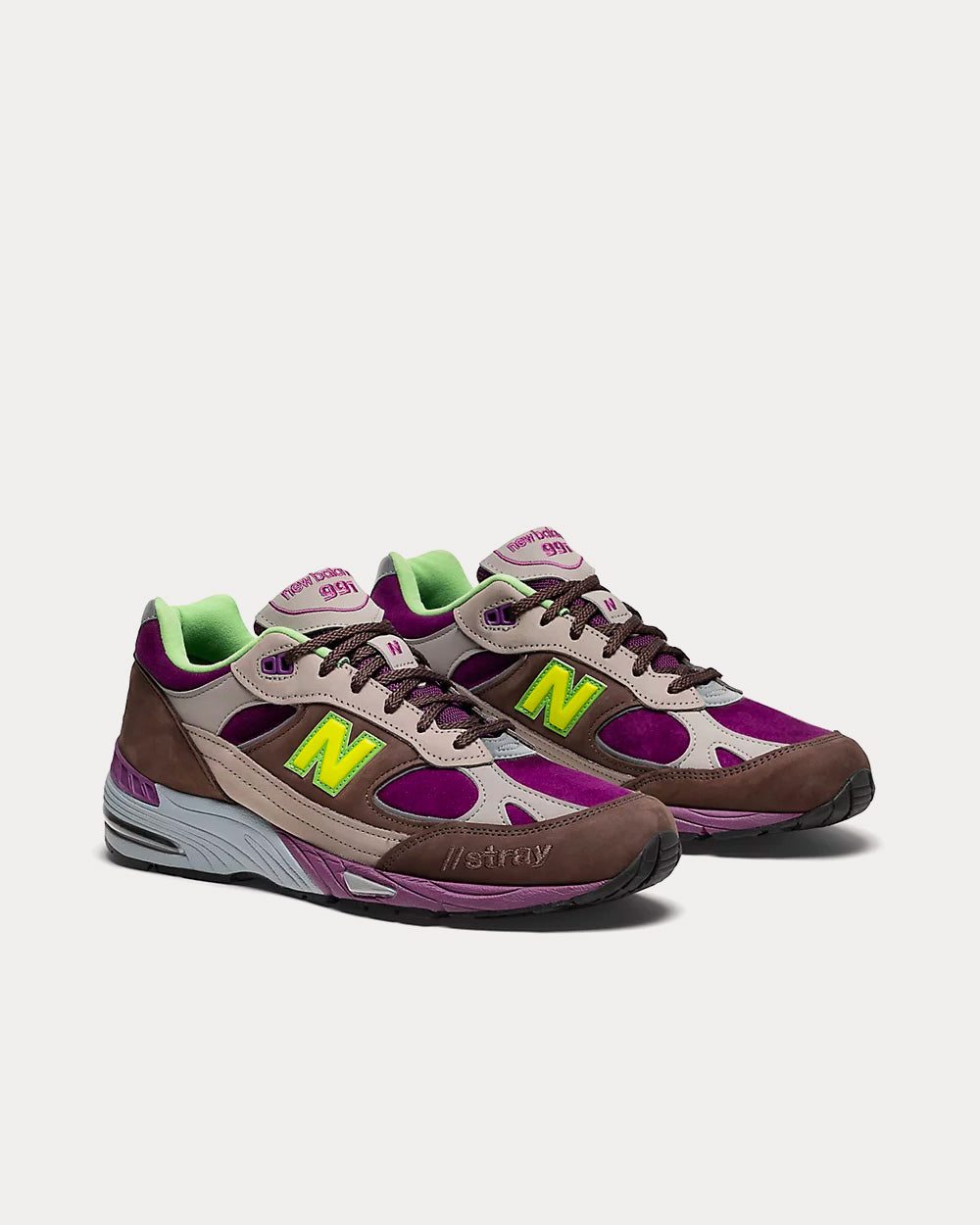 New Balance x Stray Rats Made in UK 991 Grey / Purple / Green Low Top Sneakers - 3