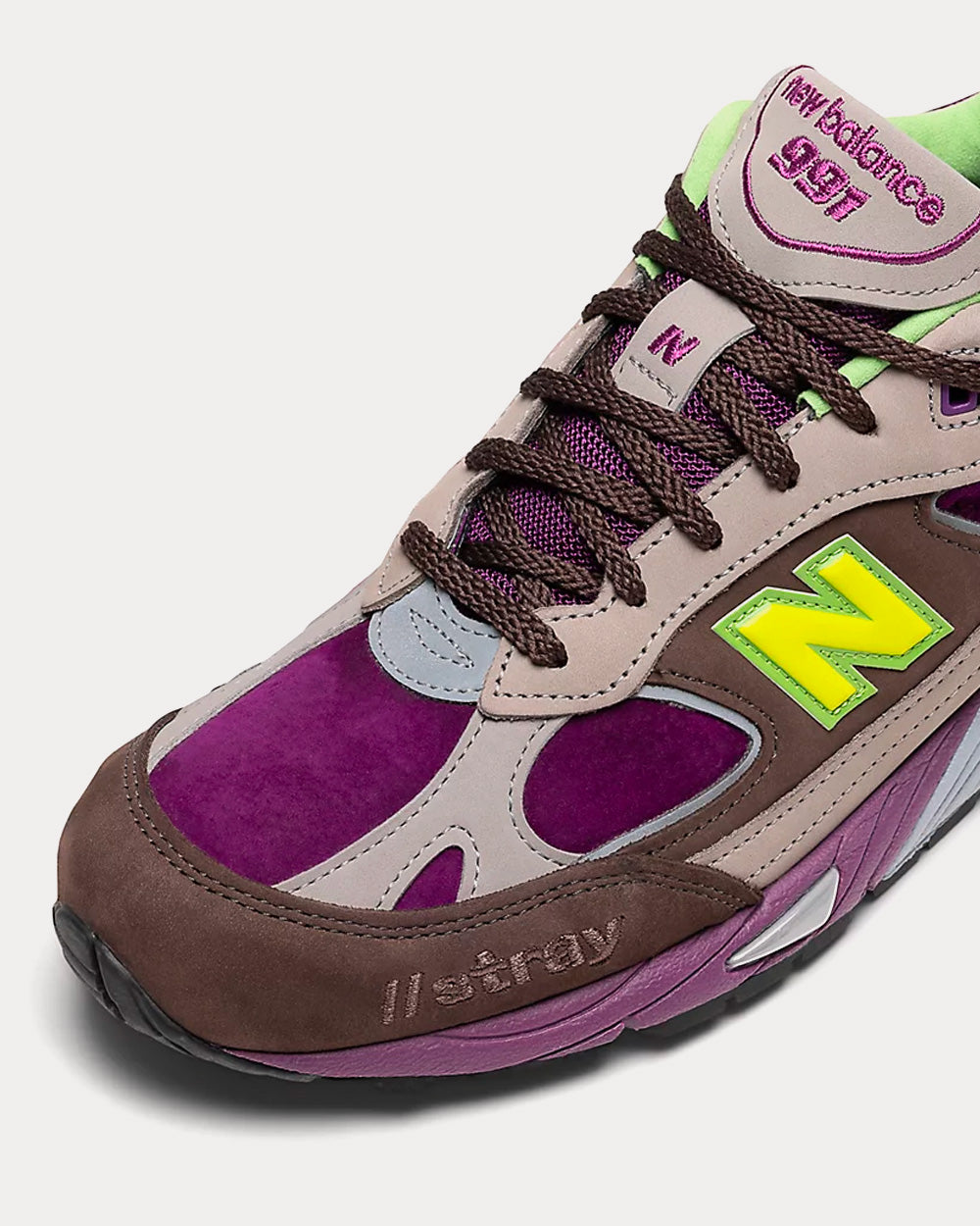 New Balance x Stray Rats Made in UK 991 Grey / Purple / Green Low Top Sneakers - 6