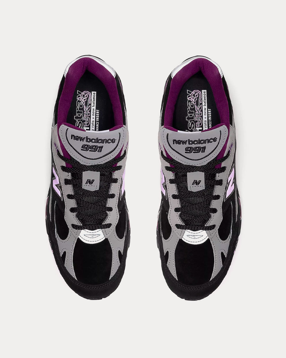 New Balance x Stray Rats Made in UK 991 Black / Grey / Purple Low Top Sneakers - 2