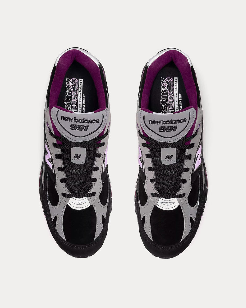 New Balance x Stray Rats Made in UK 991 Black / Grey / Purple Low Top Sneakers - 2